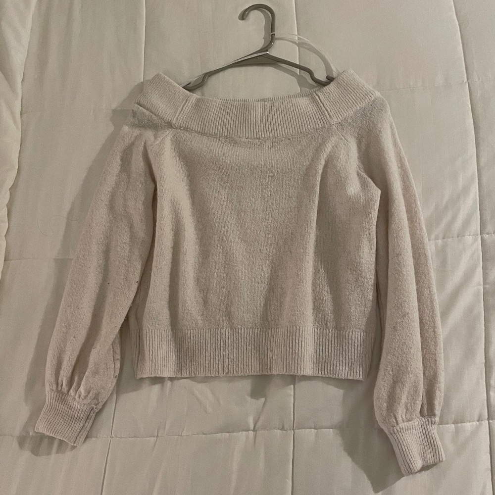 H&M Divided Off Shoulder White Sweater (Size Small)